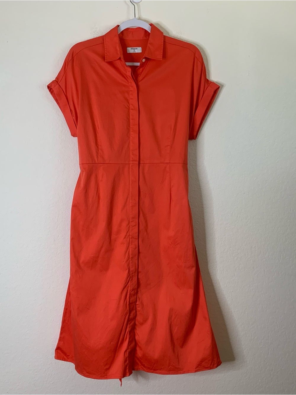 Untuckit Womens orange Sage SS button front midi shirt dress 6